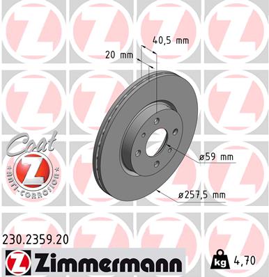 ZIMMERMANN Első féktárcsa 230.2359.20_ZIM