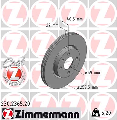 ZIMMERMANN Első féktárcsa 230.2365.20_ZIM