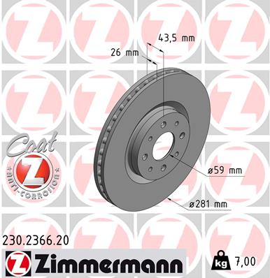 ZIMMERMANN Első féktárcsa 230.2366.20_ZIM