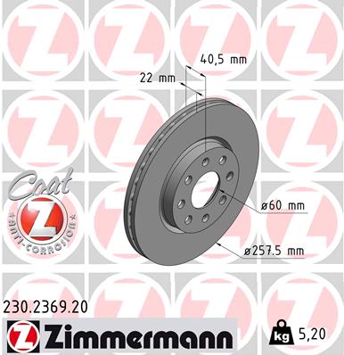 ZIMMERMANN Első féktárcsa 230.2369.20_ZIM