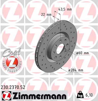 ZIMMERMANN Első féktárcsa 230.2370.52_ZIM