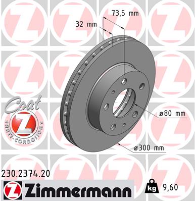 ZIMMERMANN Első féktárcsa 230.2374.20_ZIM