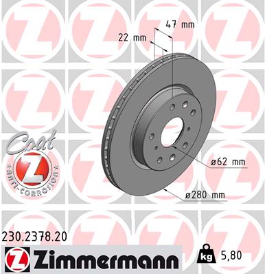 ZIMMERMANN Első féktárcsa 230.2378.20_ZIM