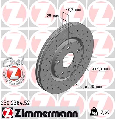 ZIMMERMANN Első féktárcsa 230.2384.52_ZIM