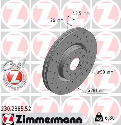 ZIMMERMANN Féktárcsa, mind 230.2385.52_ZIM