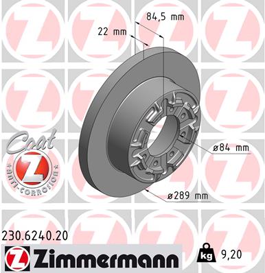 ZIMMERMANN Hátsó féktárcsa 230.6240.20_ZIM