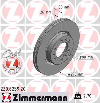 ZIMMERMANN Féktárcsa, mind 230.6259.20_ZIM