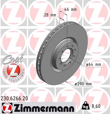 ZIMMERMANN Első féktárcsa 230.6266.20_ZIM