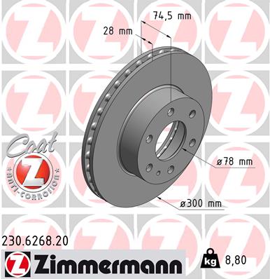 ZIMMERMANN Első féktárcsa 230.6268.20_ZIM