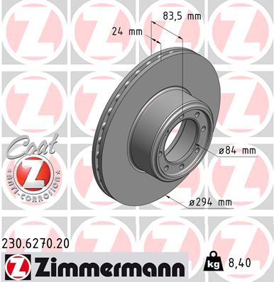 ZIMMERMANN Hátsó féktárcsa 230.6270.20_ZIM