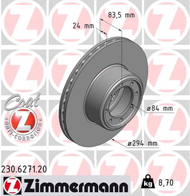 ZIMMERMANN Hátsó féktárcsa 230.6271.20_ZIM