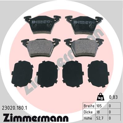 ZIMMERMANN Hátsó fékbetét 23020.180.1_ZIM