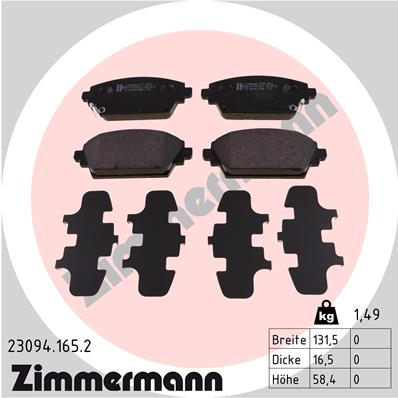 ZIMMERMANN Első fékbetét 23094.165.2_ZIM