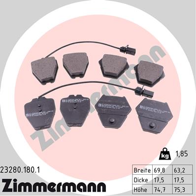 ZIMMERMANN Első fékbetét 23280.180.1_ZIM