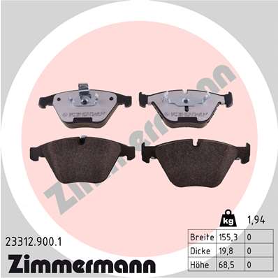 ZIMMERMANN Fékbetét, mind 23312.900.1_ZIM