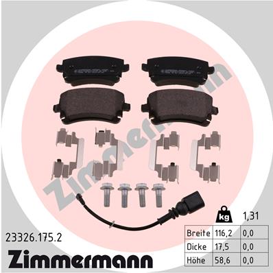 ZIMMERMANN Hátsó fékbetét 23326.175.2_ZIM