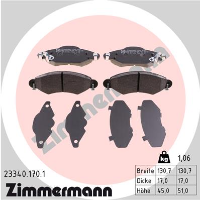 ZIMMERMANN Első fékbetét 23340.170.1_ZIM