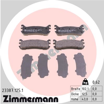 ZIMMERMANN Hátsó fékbetét 23387.125.1_ZIM