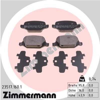 ZIMMERMANN Hátsó fékbetét 23517.160.1_ZIM