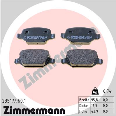 ZIMMERMANN Fékbetét, mind 23517.960.1_ZIM