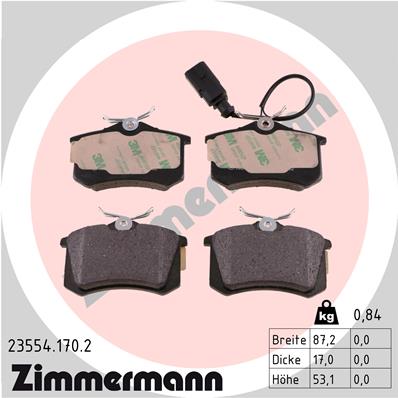 ZIMMERMANN Hátsó fékbetét 23554.170.2_ZIM