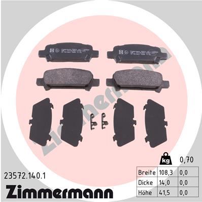 ZIMMERMANN Hátsó fékbetét 23572.140.1_ZIM