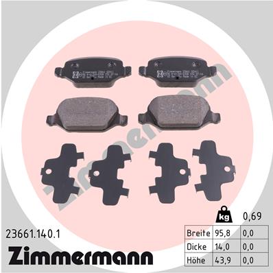 ZIMMERMANN Hátsó fékbetét 23661.140.1_ZIM