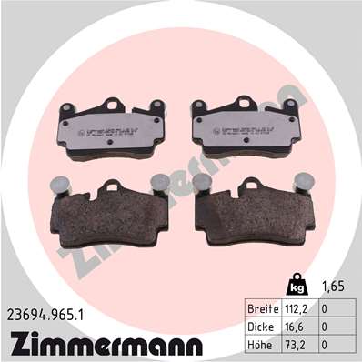 ZIMMERMANN Hátsó fékbetét 23694.965.1_ZIM