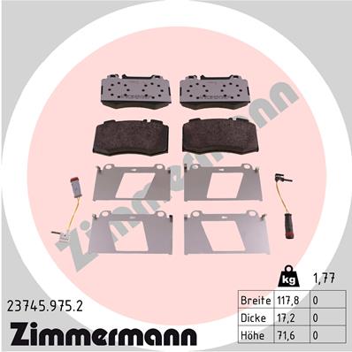 ZIMMERMANN Fékbetét, mind 23745.975.2_ZIM