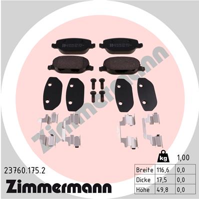 ZIMMERMANN Hátsó fékbetét 23760.175.2_ZIM