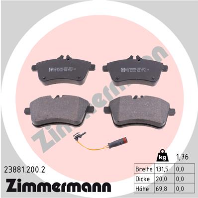 ZIMMERMANN Első fékbetét 23881.200.2_ZIM