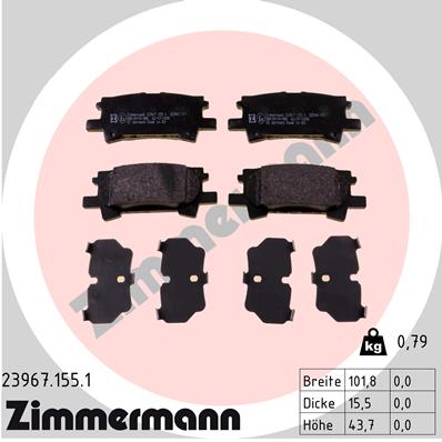 ZIMMERMANN Hátsó fékbetét 23967.155.1_ZIM