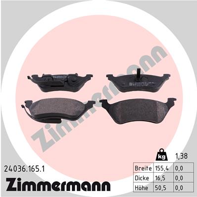 ZIMMERMANN Hátsó fékbetét 24036.165.1_ZIM