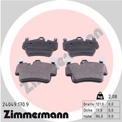 ZIMMERMANN Fékbetét, mind 24049.170.9_ZIM