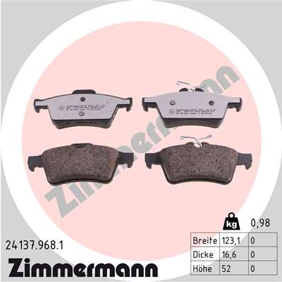 ZIMMERMANN Hátsó fékbetét 24137.968.1_ZIM