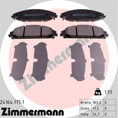 ZIMMERMANN Fékbetét, mind 24164.175.1_ZIM