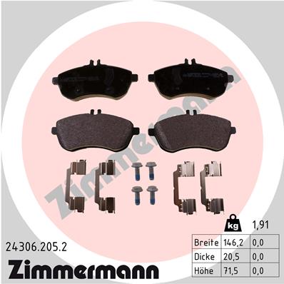 ZIMMERMANN Első fékbetét 24306.205.2_ZIM