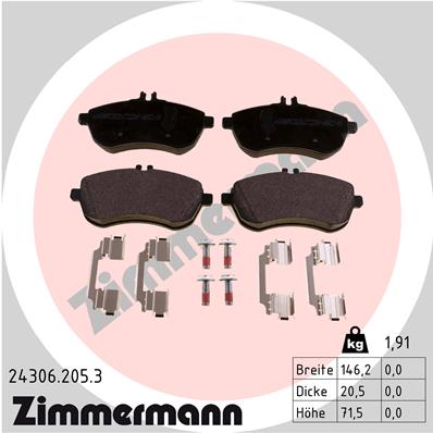 ZIMMERMANN Első fékbetét 24306.205.3_ZIM