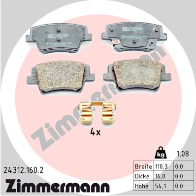 ZIMMERMANN Fékbetét, mind 24312.160.2_ZIM