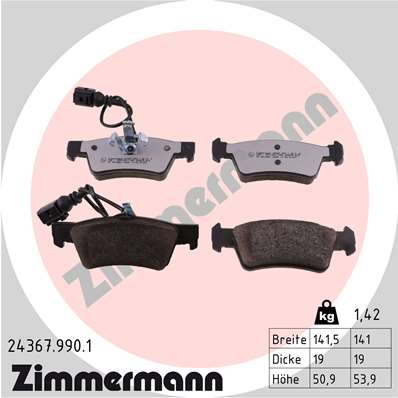 ZIMMERMANN Fékbetét, mind 24367.990.1_ZIM