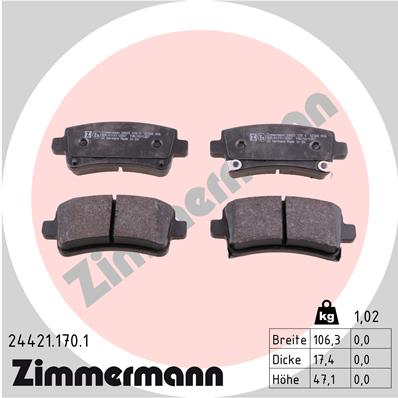 ZIMMERMANN Hátsó fékbetét 24421.170.1_ZIM