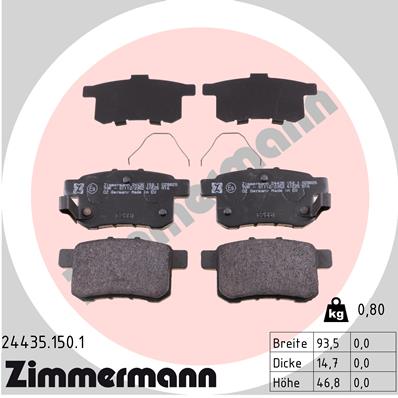 ZIMMERMANN Hátsó fékbetét 24435.150.1_ZIM