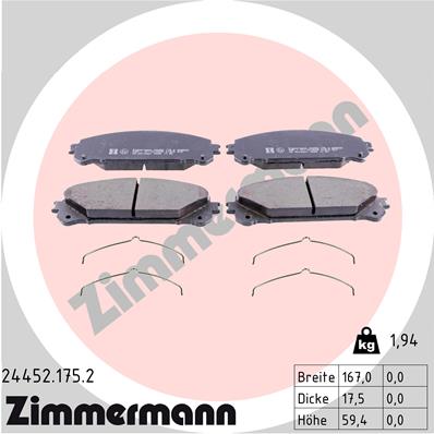 ZIMMERMANN Első fékbetét 24452.175.2_ZIM