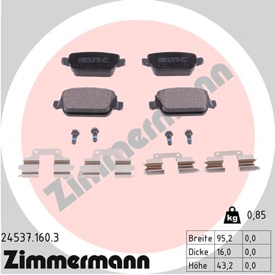 ZIMMERMANN Hátsó fékbetét 24537.160.3_ZIM