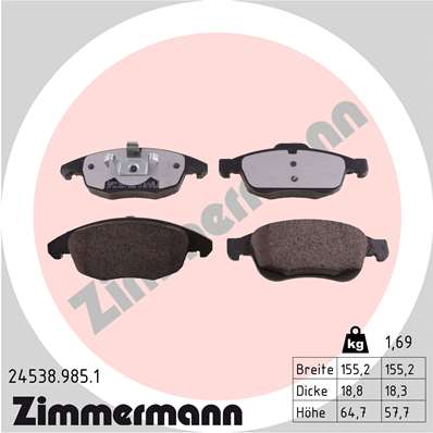 ZIMMERMANN Első fékbetét 24538.985.1_ZIM