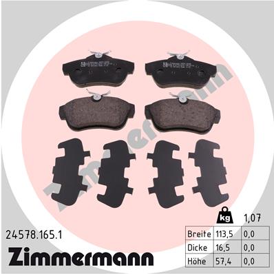 ZIMMERMANN Hátsó fékbetét 24578.165.1_ZIM