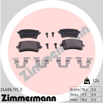 ZIMMERMANN Hátsó fékbetét 24606.175.2_ZIM