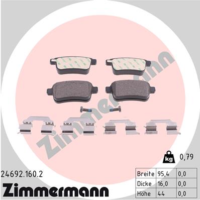 ZIMMERMANN Hátsó fékbetét 24692.160.2_ZIM