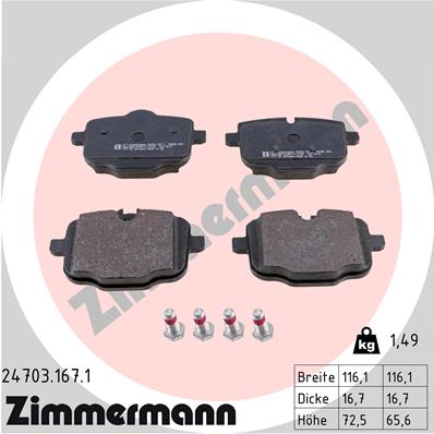 ZIMMERMANN Fékbetét, mind 24703.167.1_ZIM