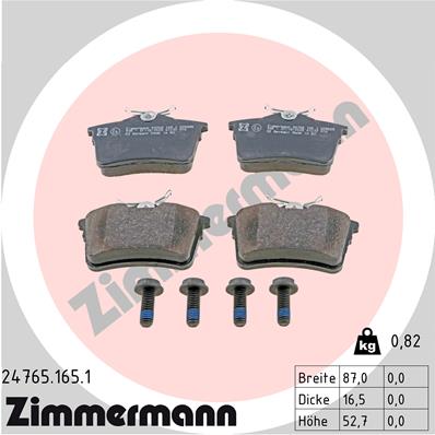 ZIMMERMANN Hátsó fékbetét 24765.165.1_ZIM